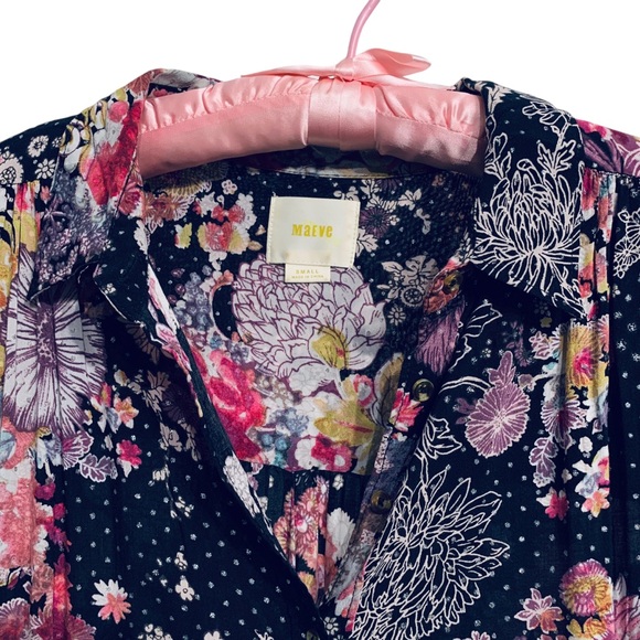ANTHROPOLOGIE MAEVE AUTUMNAL FLORAL BUTTON-UP LONG SLEEVE TUNIC SHIRT - Picture 12 of 16